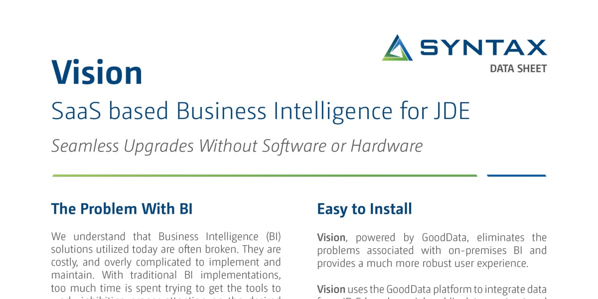 Syntax Vision Data Lakes Data Sheet